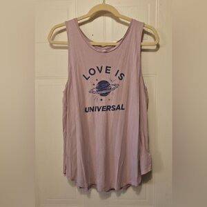 Old Navy Large Love is Universal Pink and Navy Graphic Luxe Tank